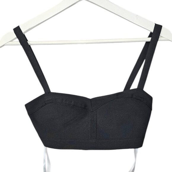 Revolve Superdown Bandage Crop Top, Black , Zip Back, Stretch, Size Small - Picture 1 of 8